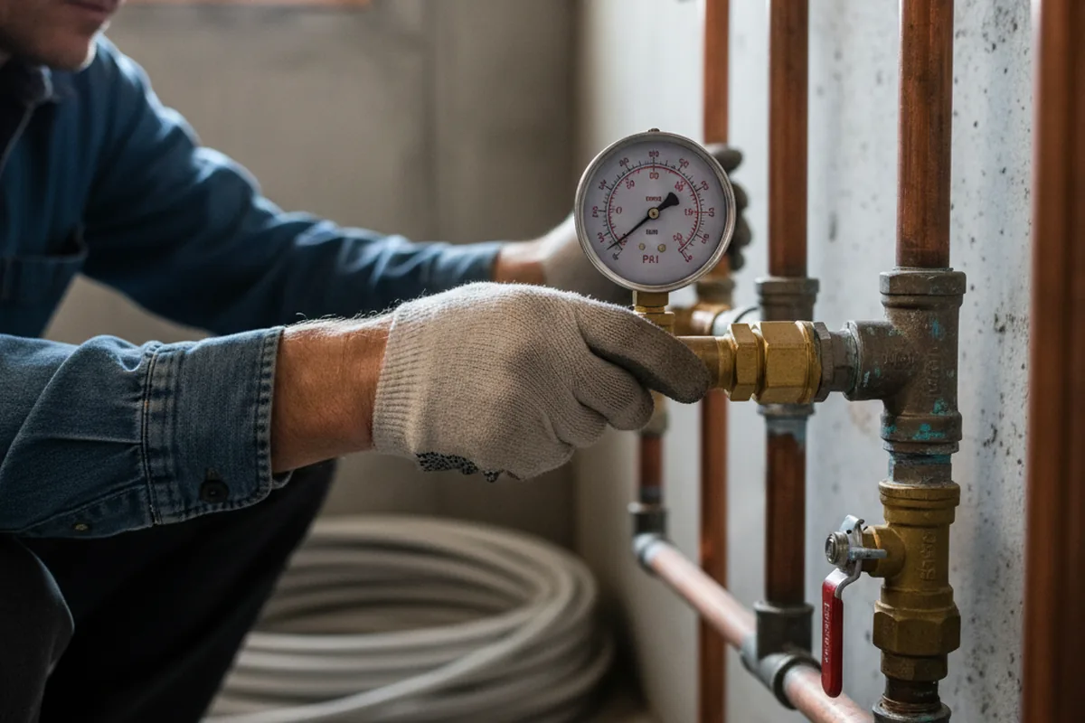 Pressure testing a repaired line during Water Line Repair in Walpole
